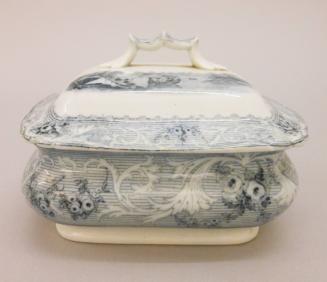 Covered soap dish with Indigenous Scene on the St. Lawrence - from the Lake series