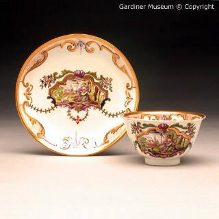Tea bowl and saucer painted by J.F.Metzsch (d. 1766)