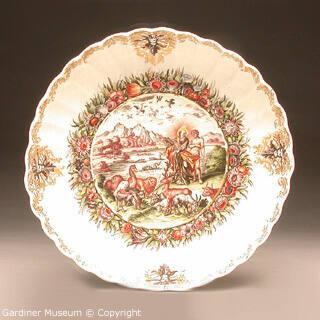 Fluted dish painted by F.F.Mayer of Pressnitz