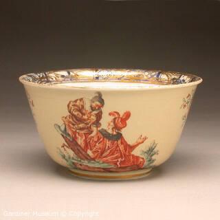 Bowl with the five senses painted by F.F.Mayer of Pressnitz