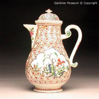 Coffee Pot with prunus ground and figures