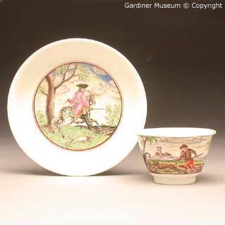 Tea bowl and saucer with hunting scene
