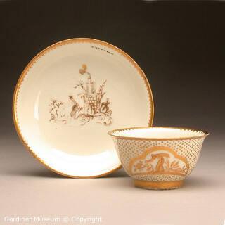 Tea bowl and saucer decorated in the Funcke workshop