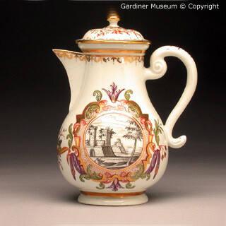 Milk jug painted with landscapes in the manner of J.F. Metzsch (d. 1766)