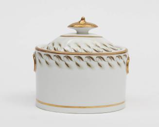 Sugar bowl, "Old Oval" shape with feather band