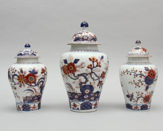 Garniture of Three Vases in the Japanese Imari Style