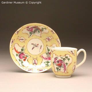 Yellow-scale ground coffee cup and saucer