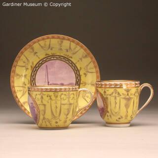Teacup, coffee cup and saucer