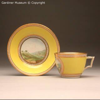 Teacup and saucer with Derbyshire views