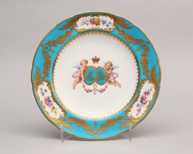 Plate in the Sèvres Style with Monograms AA and EA for Alexandra of Denmark (1844–1824) and Edward, Prince of Wales (1841–1910)