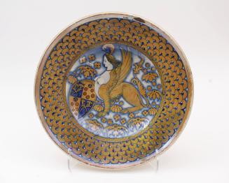Dish with Sphinx supporting an armorial shield