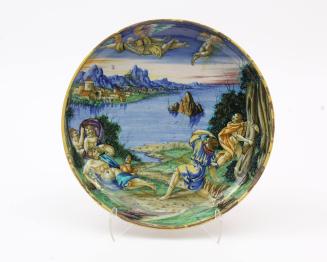 Plate with scene from the story of Icarus
