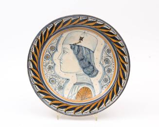Dish with portrait of a young man