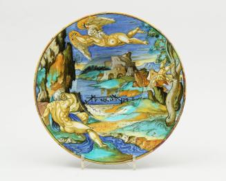 Dish with scene from the story of Icarus