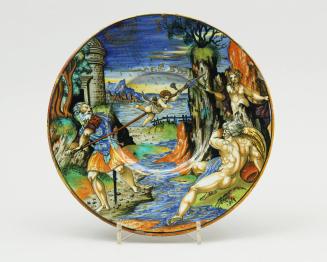 Plate with scene from the story of Metabus and Camilla