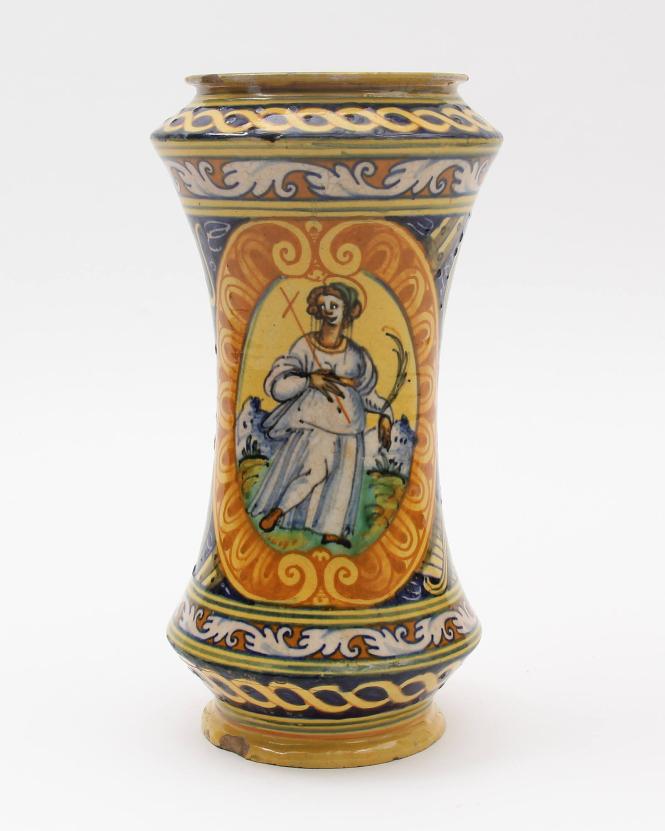 Albarello (drug jar) with female Saint