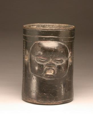Cylinder Vase with Moulded Human Face