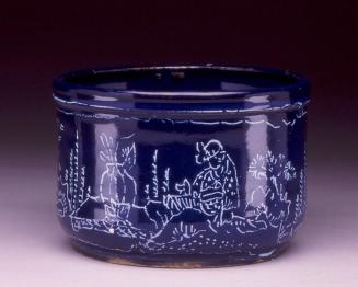 Potting pot with 'Bleu Persan' decoration