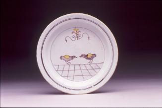 Plate with cockfighting scene