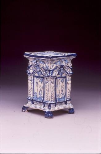 'Palissy-type' ware moulded pedestal saltcellar