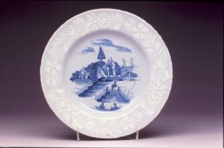 Plate with figures in a boat
