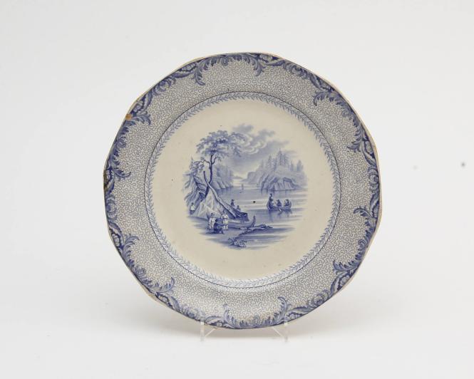 Plate with view of an Indigenous Scene along the St. Lawrence (from the British America Series)