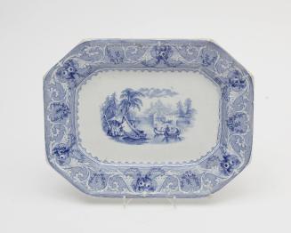 Platter with a view of an Indigenous Scene on the St. Lawrence - from the Lake series