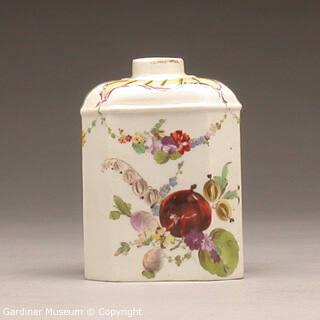Tea caddy with fruit and flowers