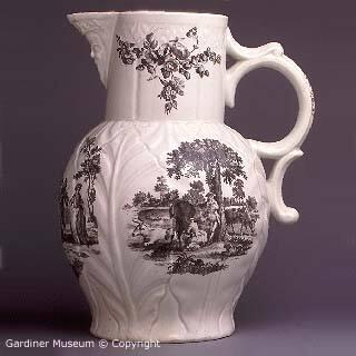 Masked jug with "May Day", "Milking Scene", and "The Rural Lovers"