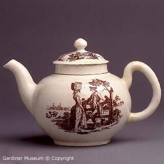 Teapot with "Milk Maid at Gate" and "Milk Maid and Gallant" patterns