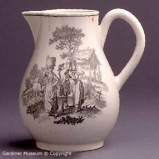 Milk jug with "The Bagpiper" and "The Milkmaids" pattern