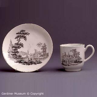 Coffee cup and saucer with "The Signal Tower" pattern