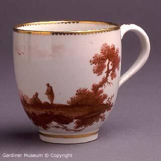 Coffee cup with Dutch scenes by F. Duvivier (1740-after 1796)