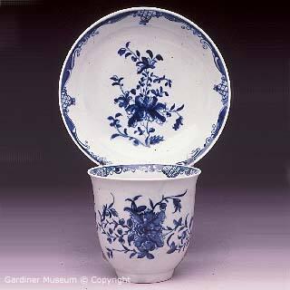 Beaker and saucer with "Mansfield" pattern