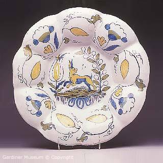 Lobed dish with running hare motif