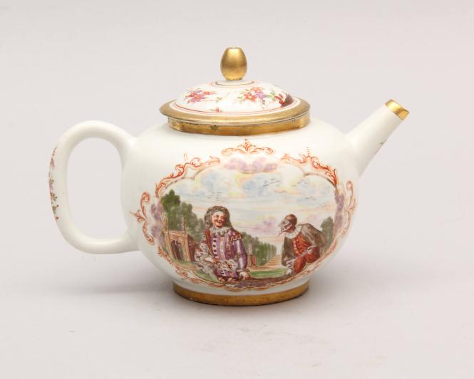 Teapot with Commedia dell'Arte Scenes