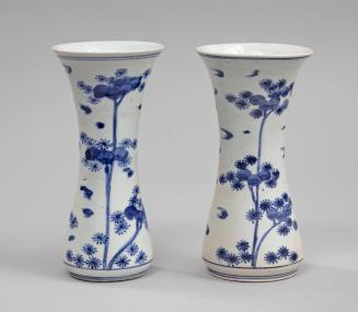 Pair of Vases with Pomegranate and Bat