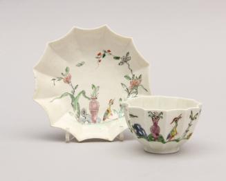 Tea Bowl and Saucer in the Chinese Famille Verte Style