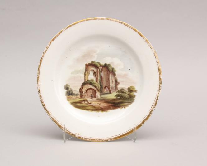 Plate with Pevensey Castles ruins, Sussex