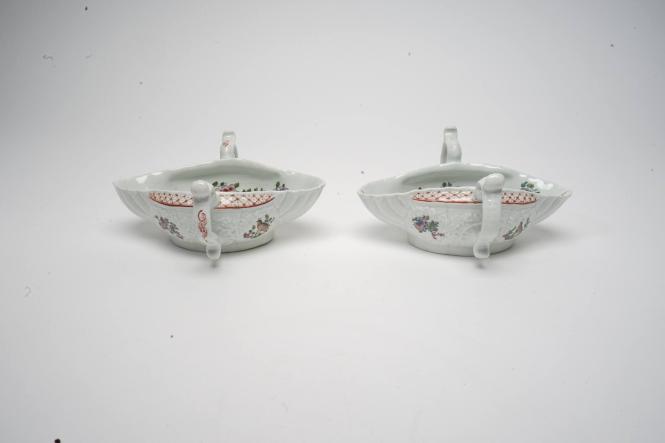 Pair of Two-handled sauceboats