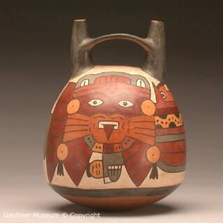 Bridge-spouted Bottle with Anthropomorphic Mythical Being or Warrior