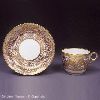 Teacup and saucer with Regency design