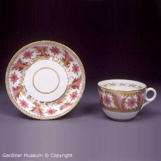 Teacup and saucer with Regency design