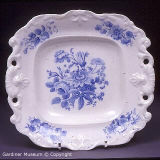 Dessert dish with transfer-printed floral pattern