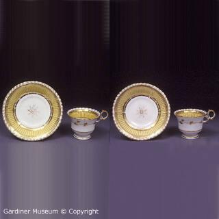 Pair of coffee cups and saucers, London shape