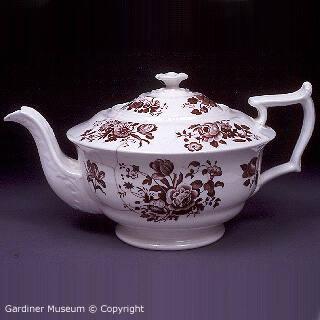 Teapot with transfer-printed florals
