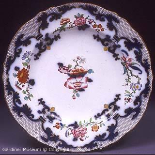 Plate with transfer-printed chinoiserie pattern