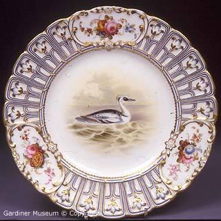 Dessert plate, Sutherland shape, with "The Smew"