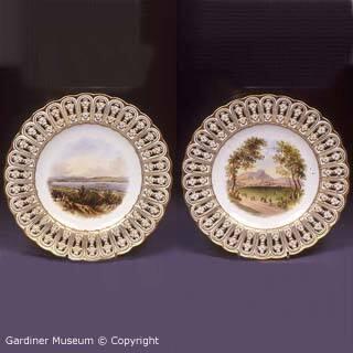 Pair of plates, "Devon Pierced" shape, with named views