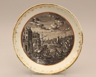 Plate with harbour scene